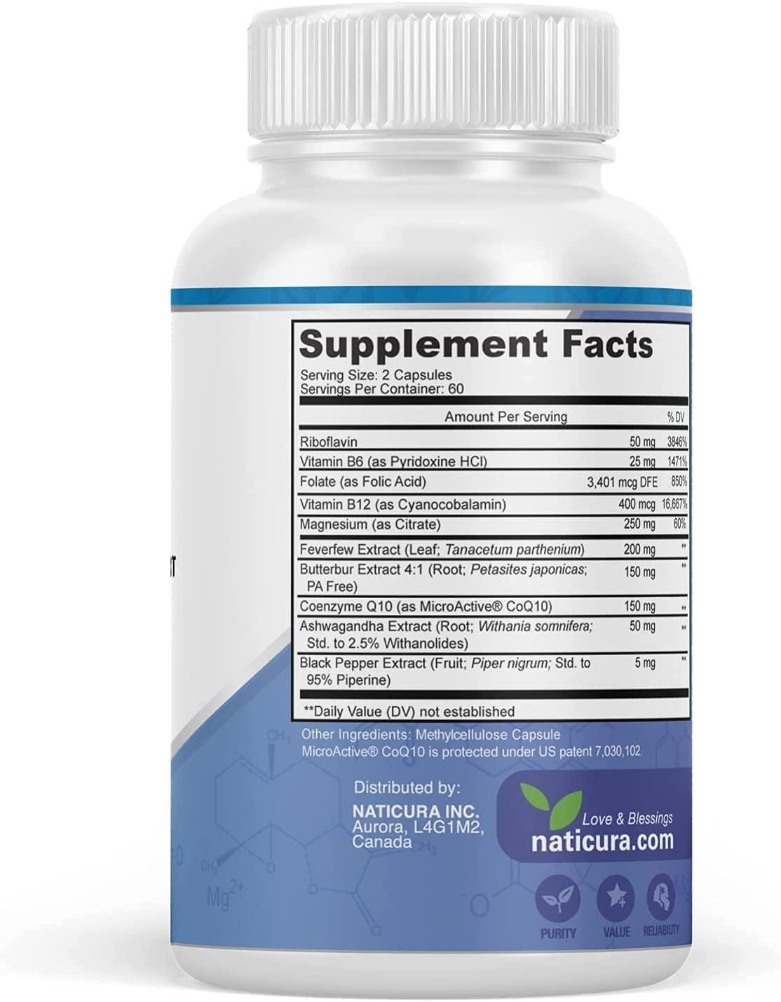 Migratone Migraine Relief Supplement Natural Headache Support with PA