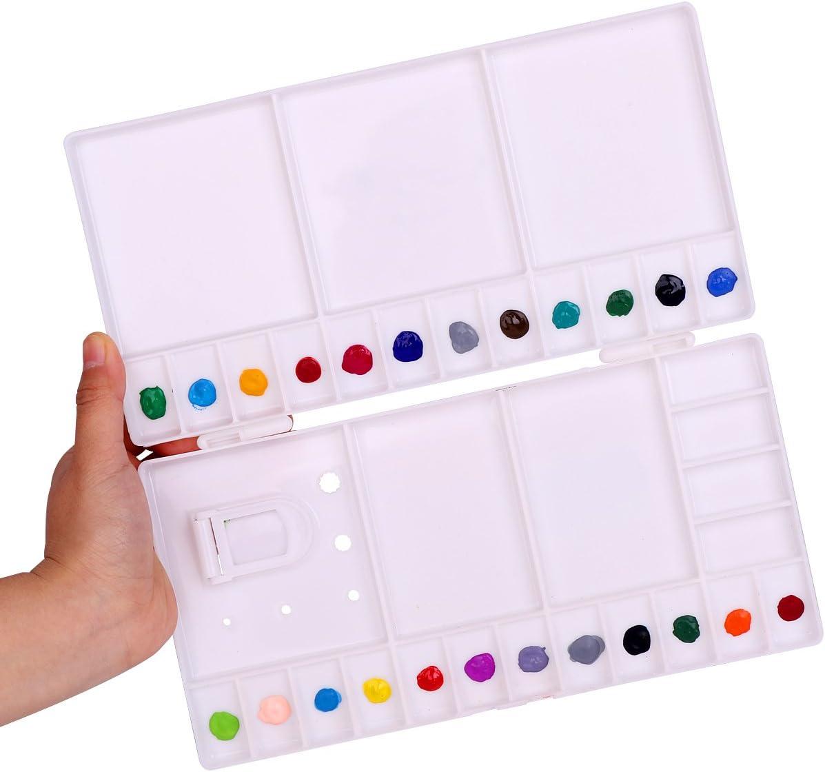 Paint Palette Watercolour Mixing Palette, Portable Folding Paint Palette  For Kids And Adults To Create Diy Craft(2pcs, White)