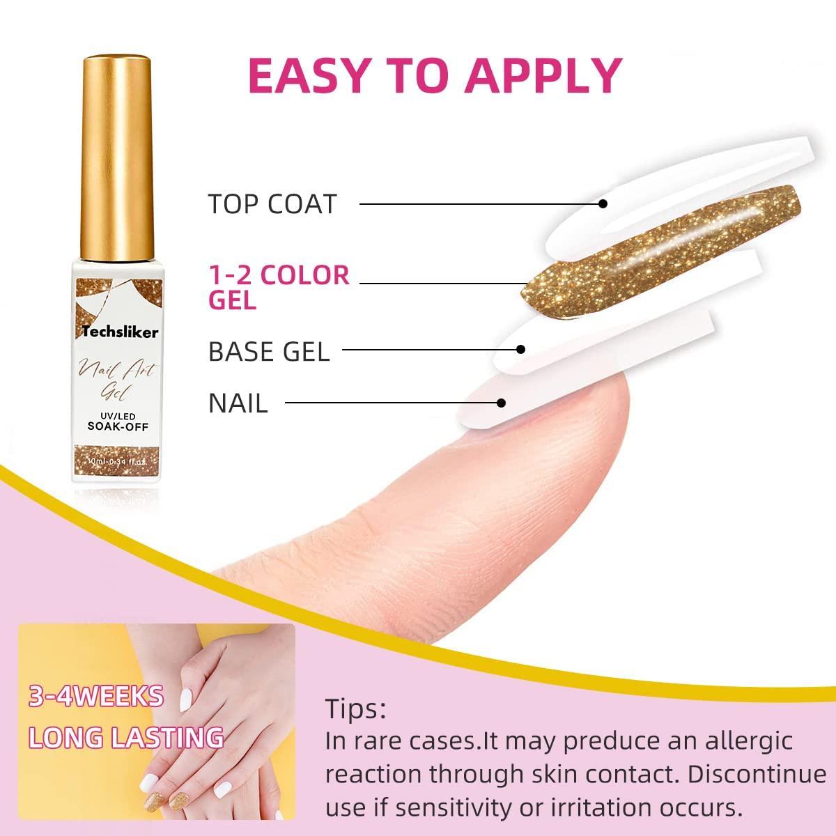 Techsliker Gel Nail Art Polish Set - 16 Long-Lasting Chip Resistant