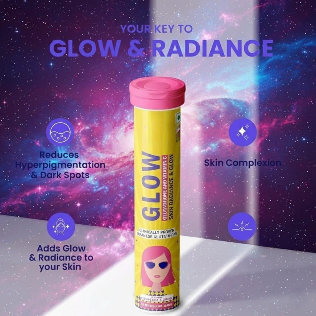 Glow Glutathione & VIT. C Skin & Radiance Strawberry-Lemon Flavour 10  effervescent Tablets | Buy Now with Express International Delivery