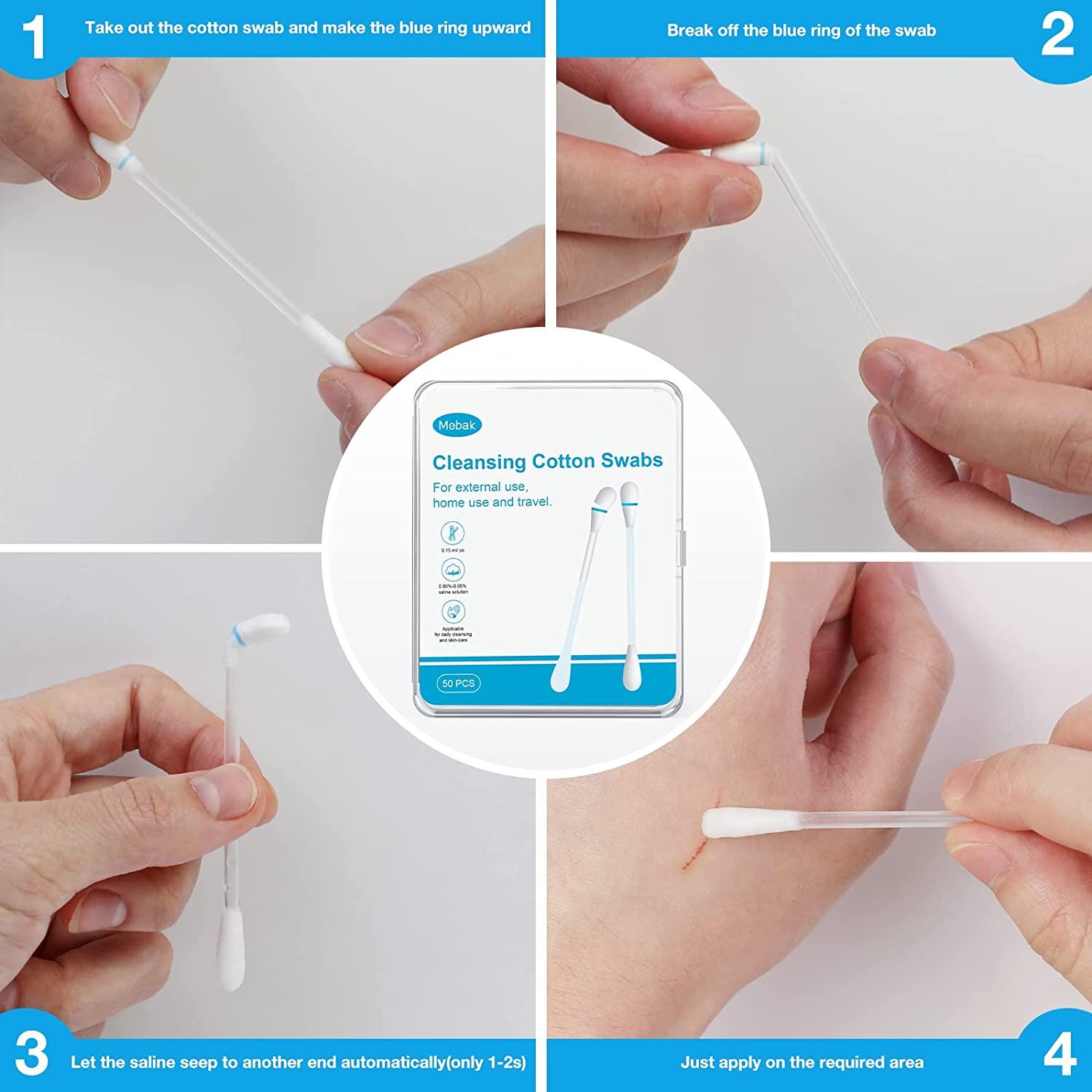 Mebak Piercing Aftercare Swabs with Sterile Saline for Ear, Nose, Belly