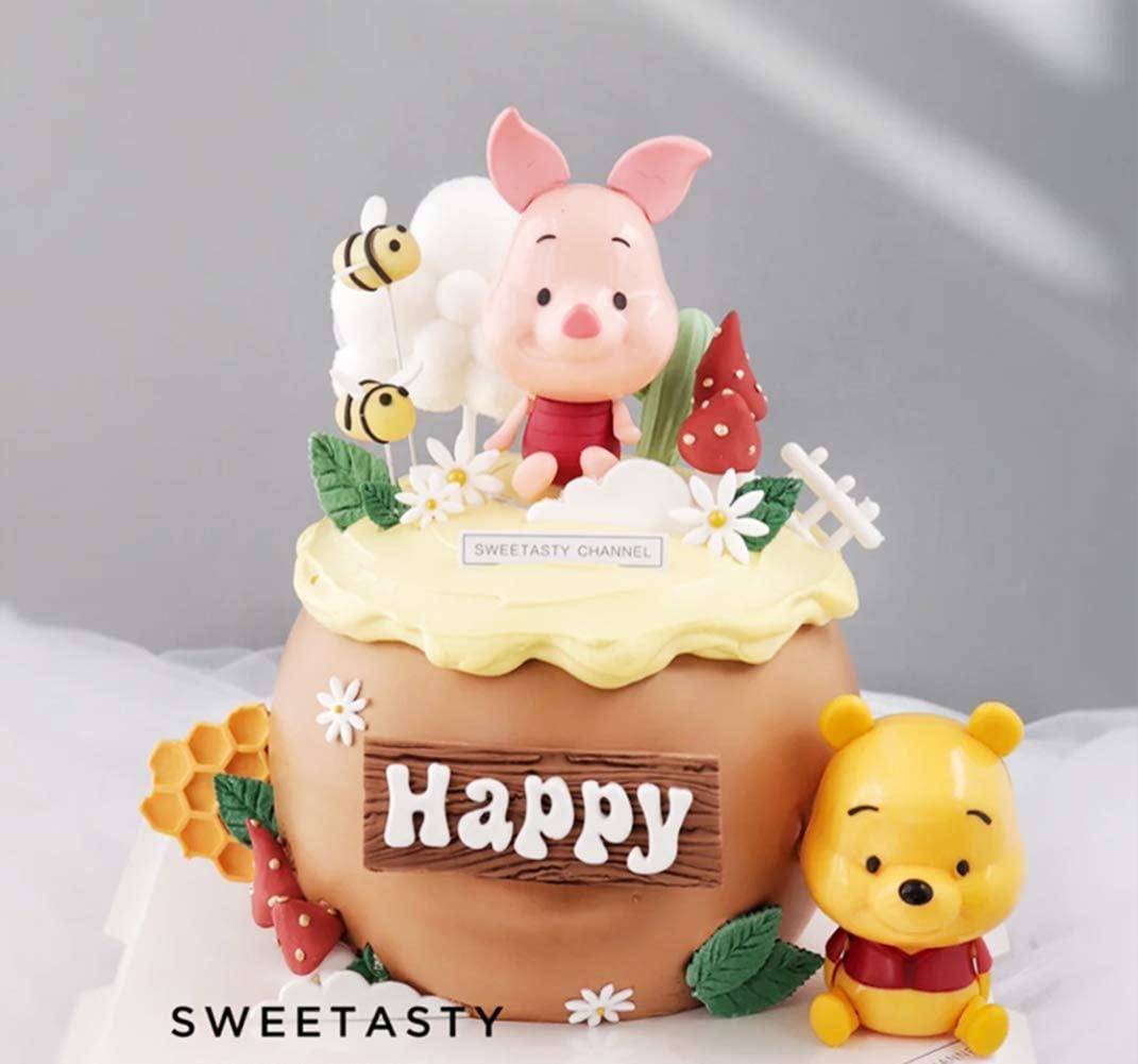 MEMOVAN Winnie The Pooh Cake Topper, Pooh Bear Cake Topper Cupcake Topper, Winnie Characters Toys Mini Figurines Collection Playset