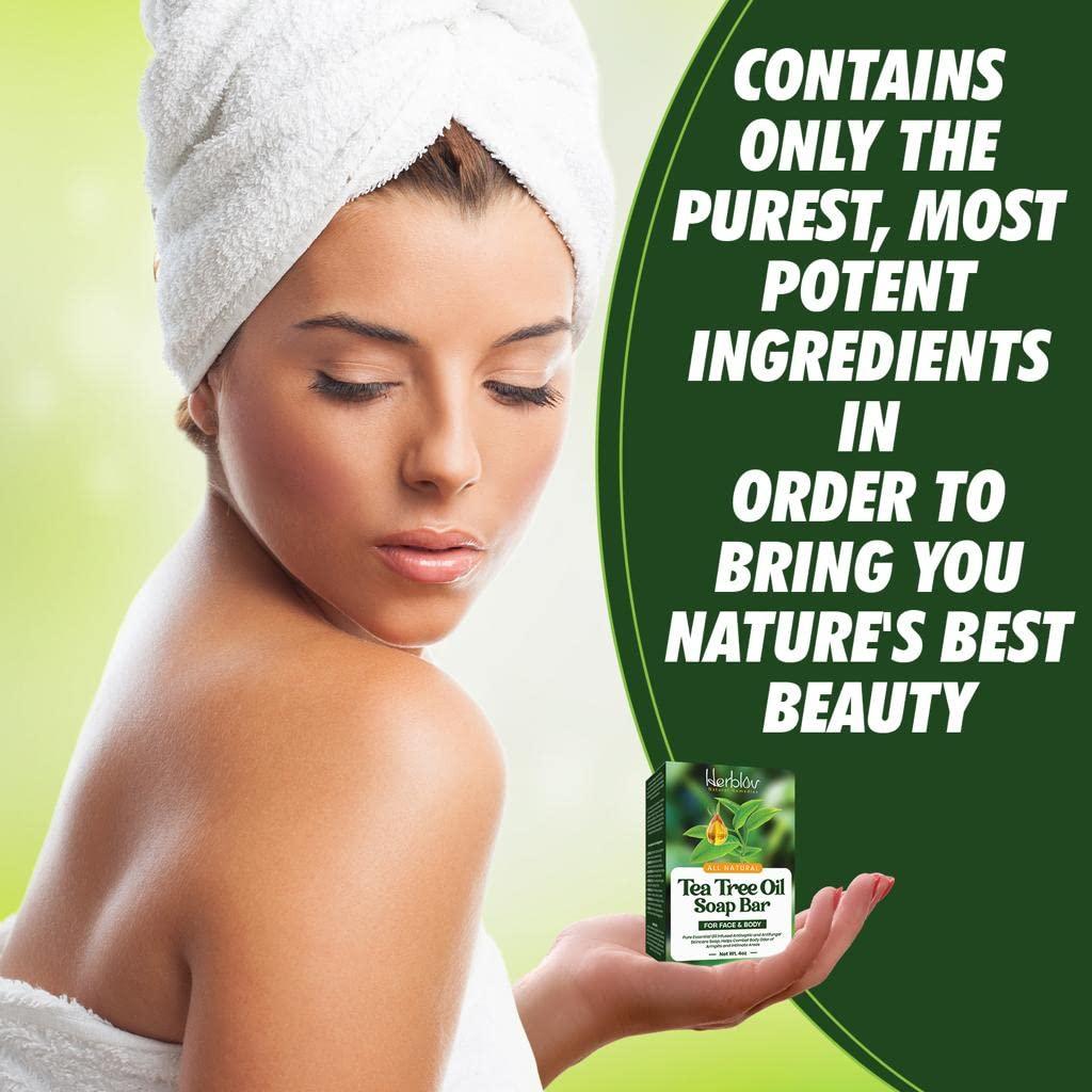 Tea Tree Oil Soap Bar for Face Body 4oz Antifungal Antiseptic Natural