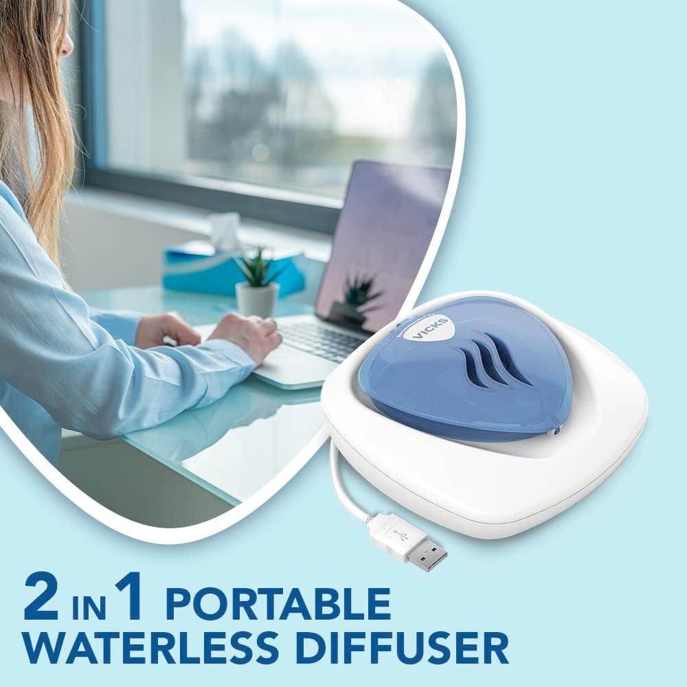 Vicks Portable Waterless Diffuser - USB Plug-In with Nightlight - Easy ...