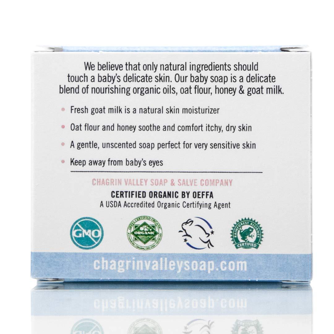 Chagrin Valley Soap & Salve Natural Organic Baby Soap Unscented, Mild
