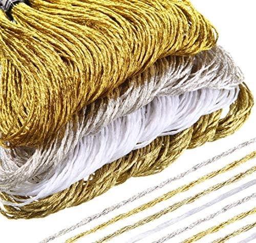 WILLBOND 24 Skeins Metallic Embroidery Threads Glitter Embroidery Floss  Embroidery Floss-Cross Stitch Thread Gold and Silver Polyester Thread  Friendship Bracelets Thread for Embroidery Thread Crafts Multiple Color