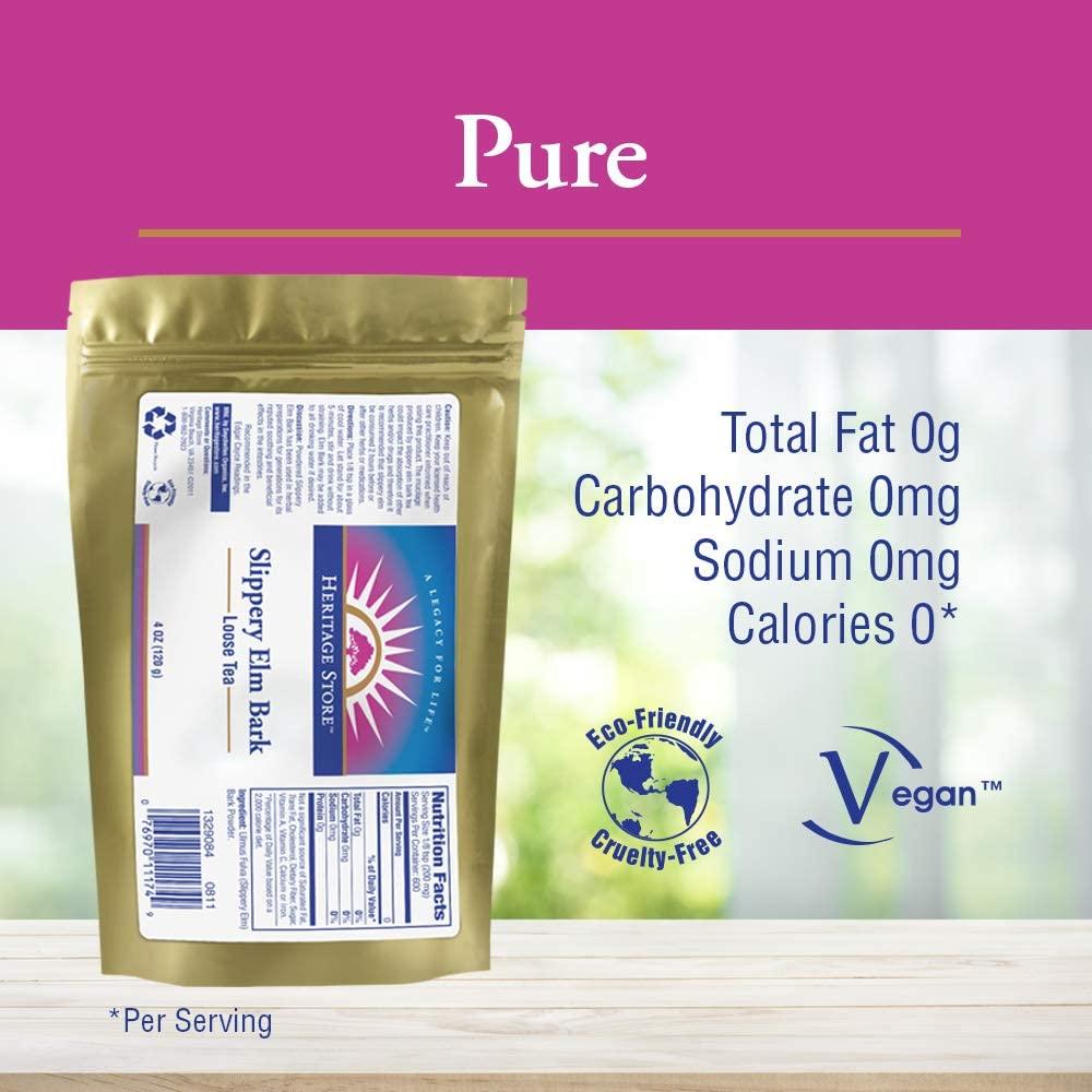 Heritage Store Loose Tea Slippery Elm Bark 4 oz (120 g)