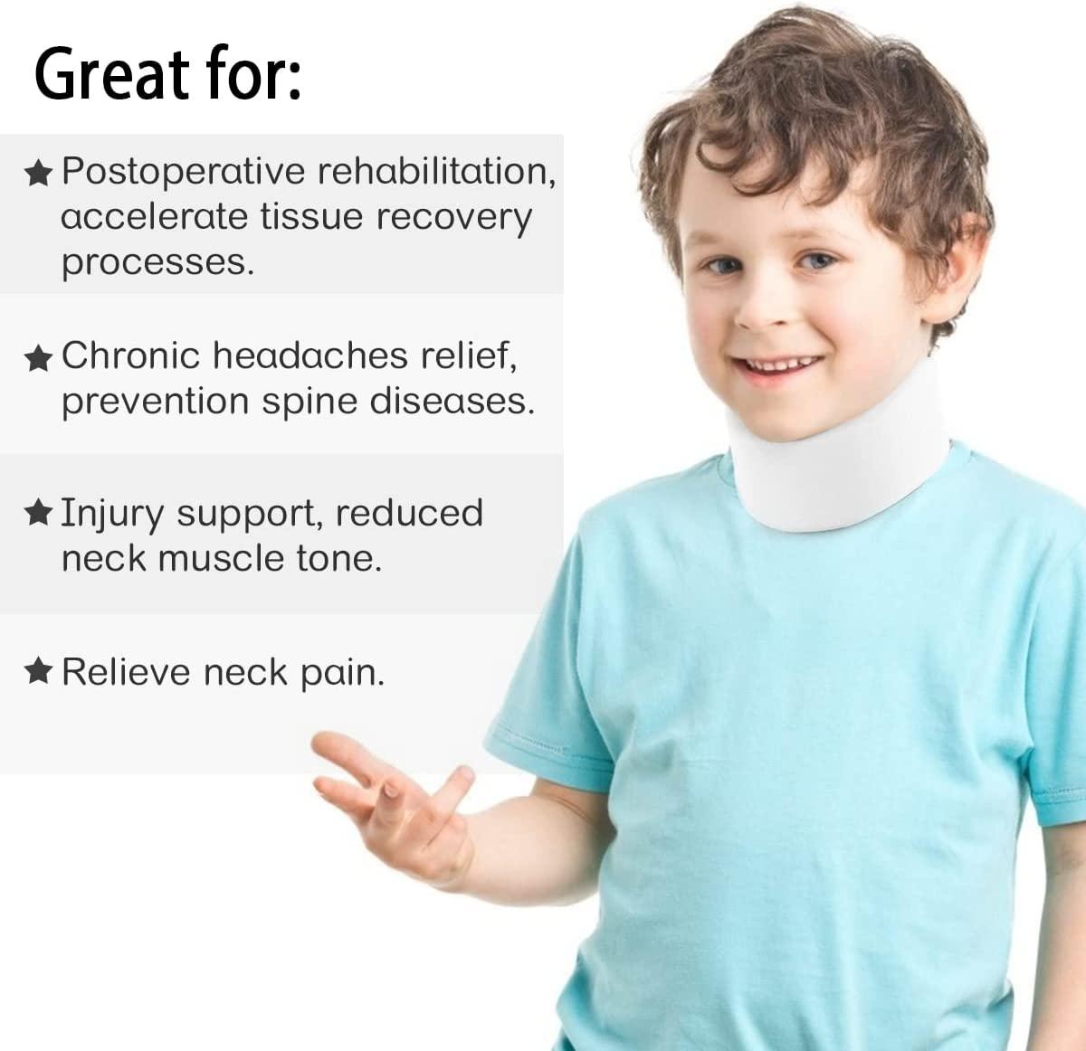HKJD Kids Neck Brace for Neck Pain and Support - Soft Foam Pediatric Cervical  Collar for Sleeping - Adjustable Youth Neck Support for Children Whiplash,  Torticollis and Injury Support (M) Medium