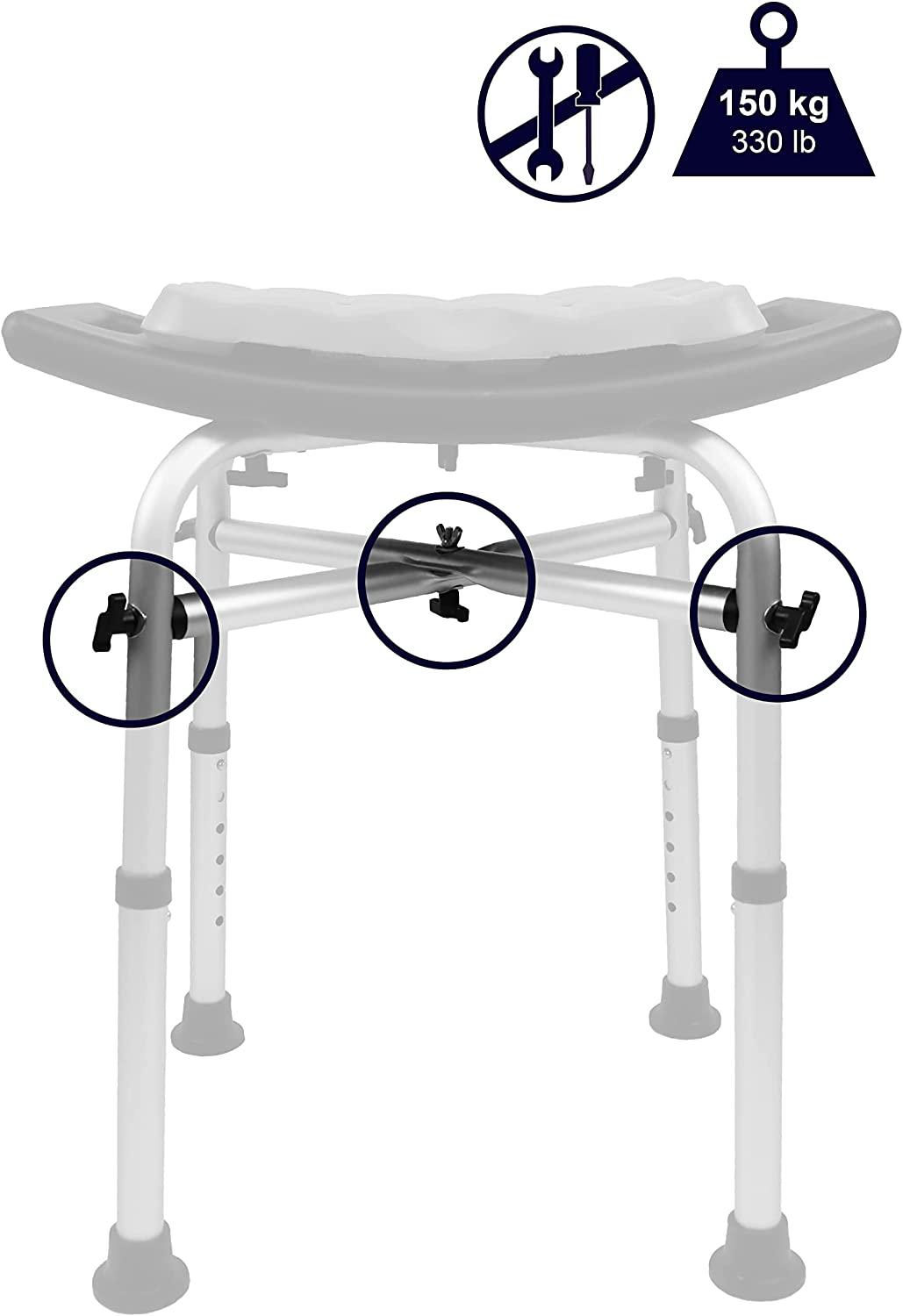 KMINA Shower Stool for Inside Shower with Double Reinforced Crossbar