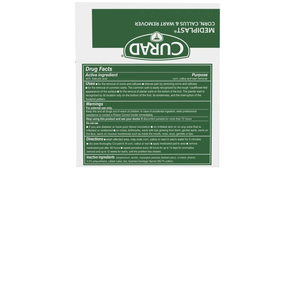 Curad Mediplast Corn, Callus, & Wart Remover, 40 Salicylic Acid Pads