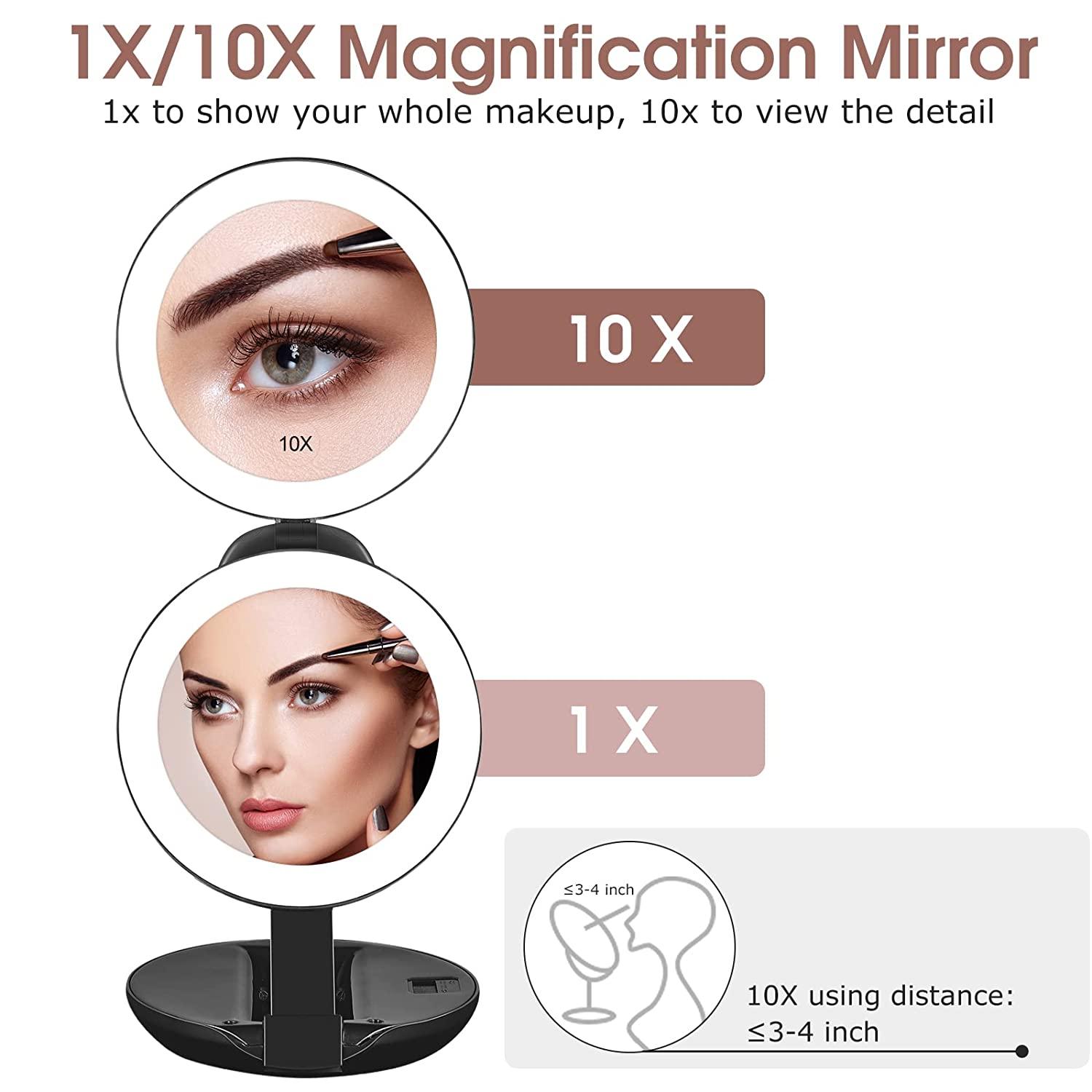 KEDSUM Upgraded Rechargeable LED Lighted Travel Magnifying Mirror, 1X