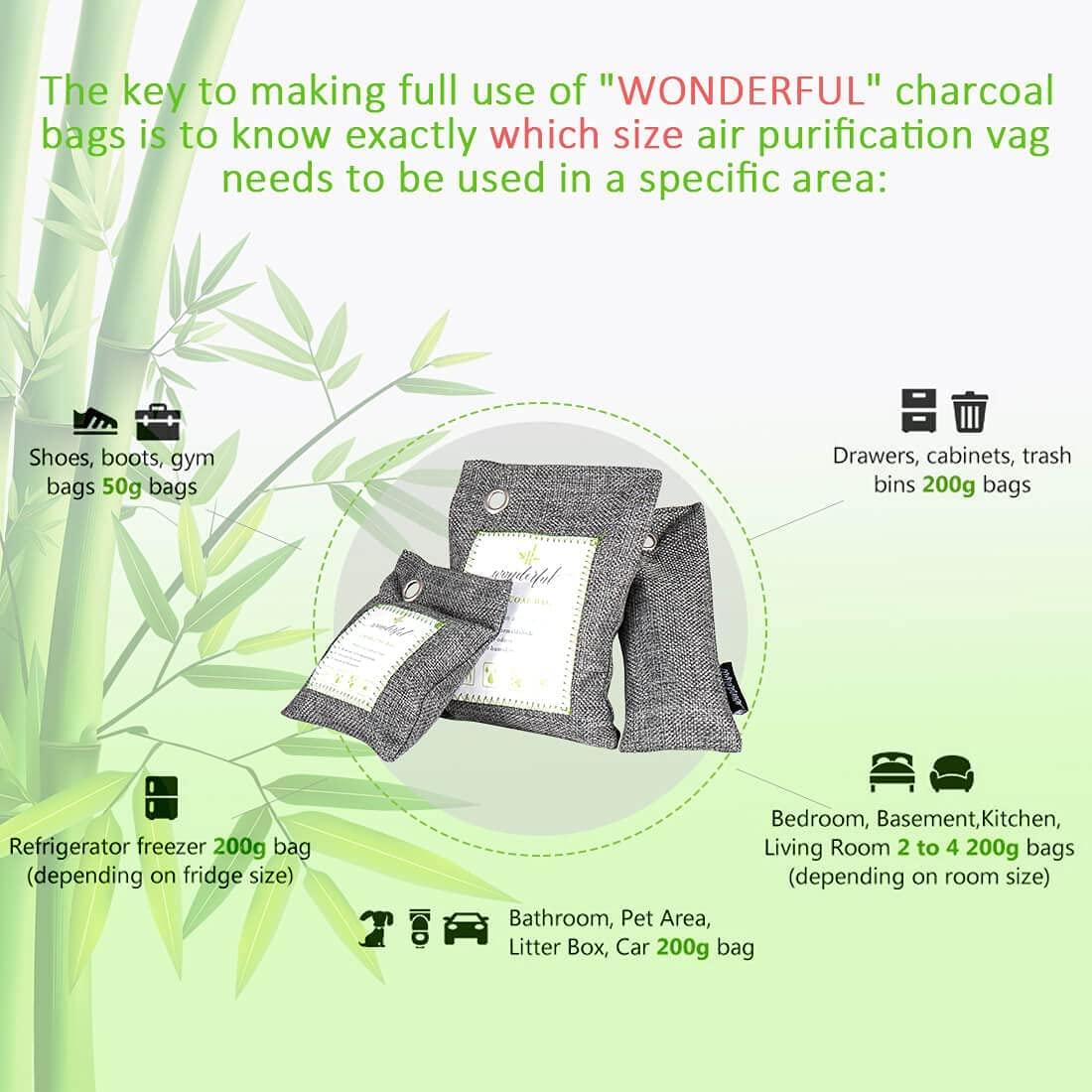 Activated Bamboo Charcoal Air Purifying Bags Odor Absorber for Home