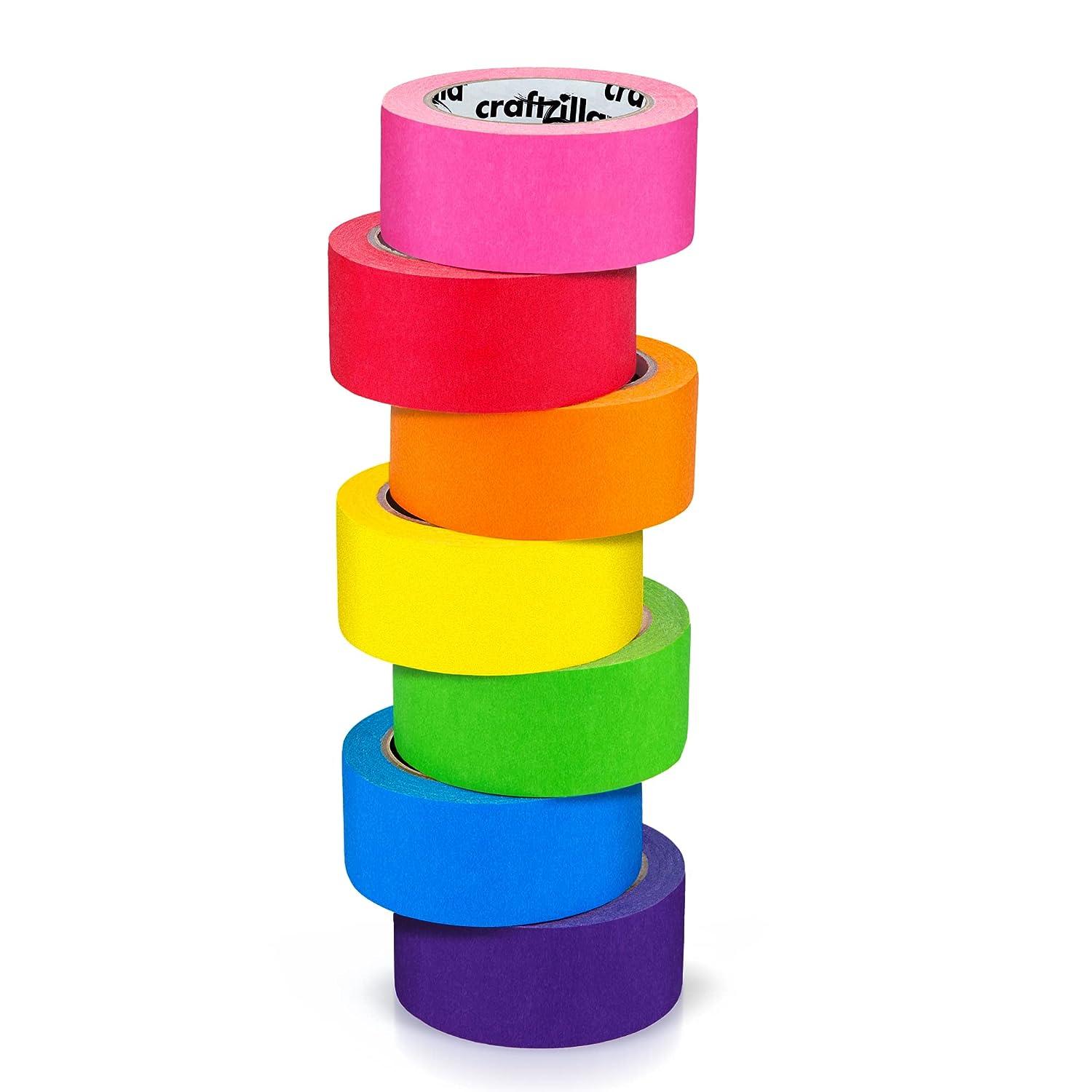 Craftzilla Colored Masking Tape 7 Roll Multi Pack 210 Feet x 1 Inch of  Colorful Craft Tape Vibrant Rainbow Colored Painters Tape Great for Arts &  Crafts, Labeling and Color-Coding 10 Yards x 1 Inch