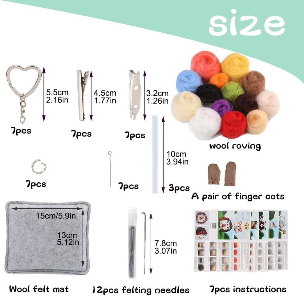 Needle Felting Starter Kit Wool Felt Tool ,Multi color Roving Wool for DIY  Craft