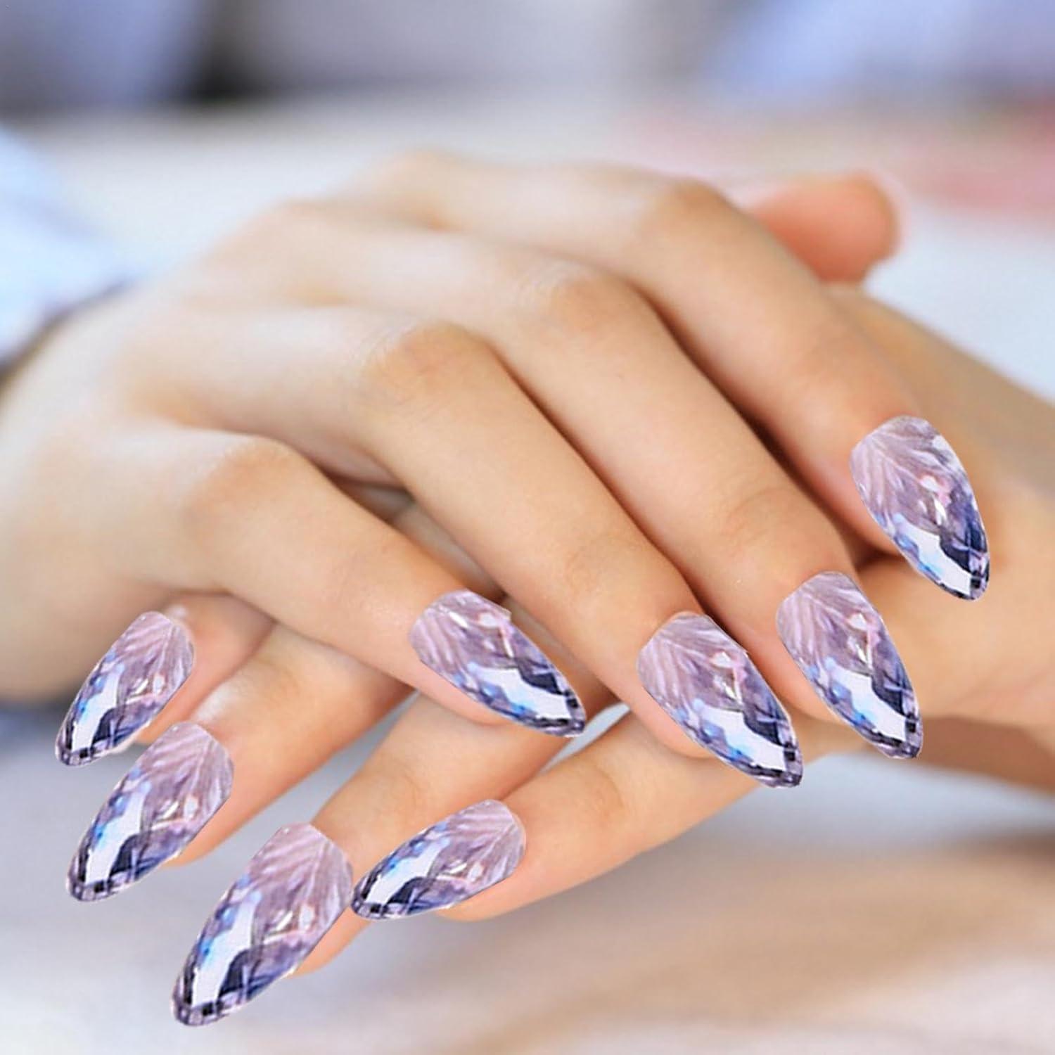 Elegant Crystal Acrylic Nail Set
