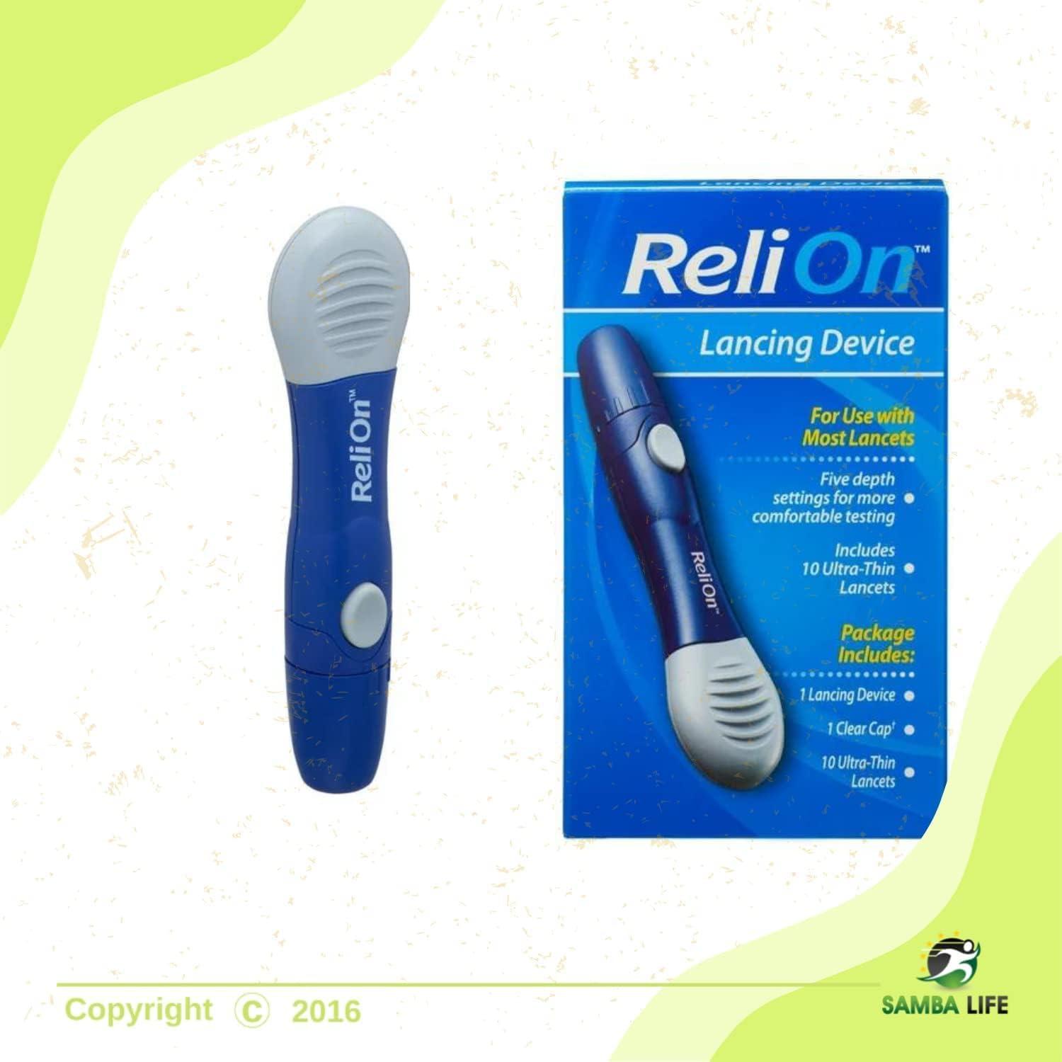 Relion Lancing Device Bundle with 10 Lancets & SAMBA LIFE eBook - Diabetes  Testing Kit | Buy Now with Express International Delivery | GoSupps.com