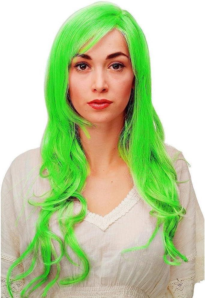 TRIXES Neon Green 20 Long Wavy Wig for Costume Party Cosplay
