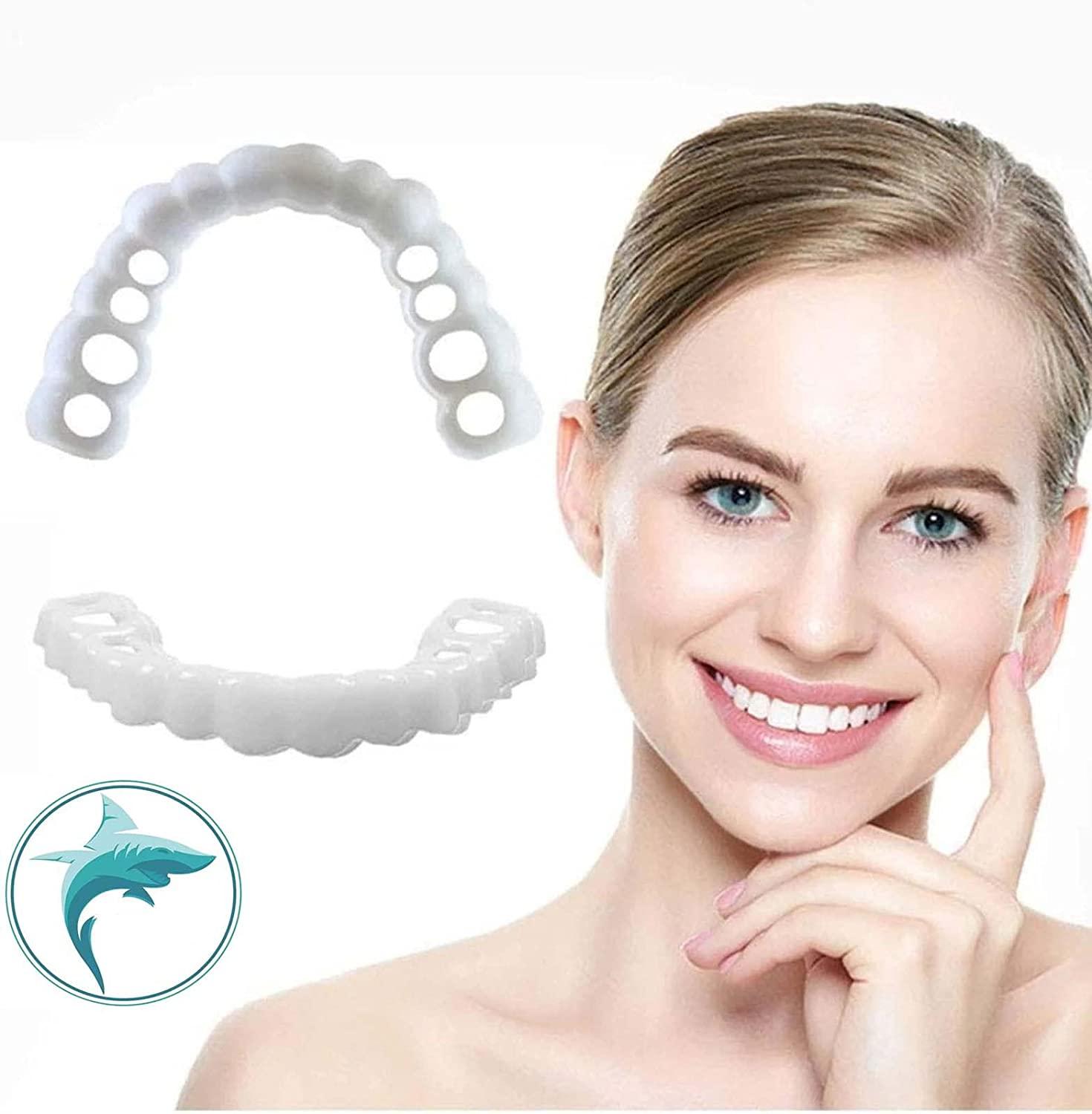 FCcassiel 2 PCS Fake Teeth, Veneers Dentures Socket Women Men, Dental