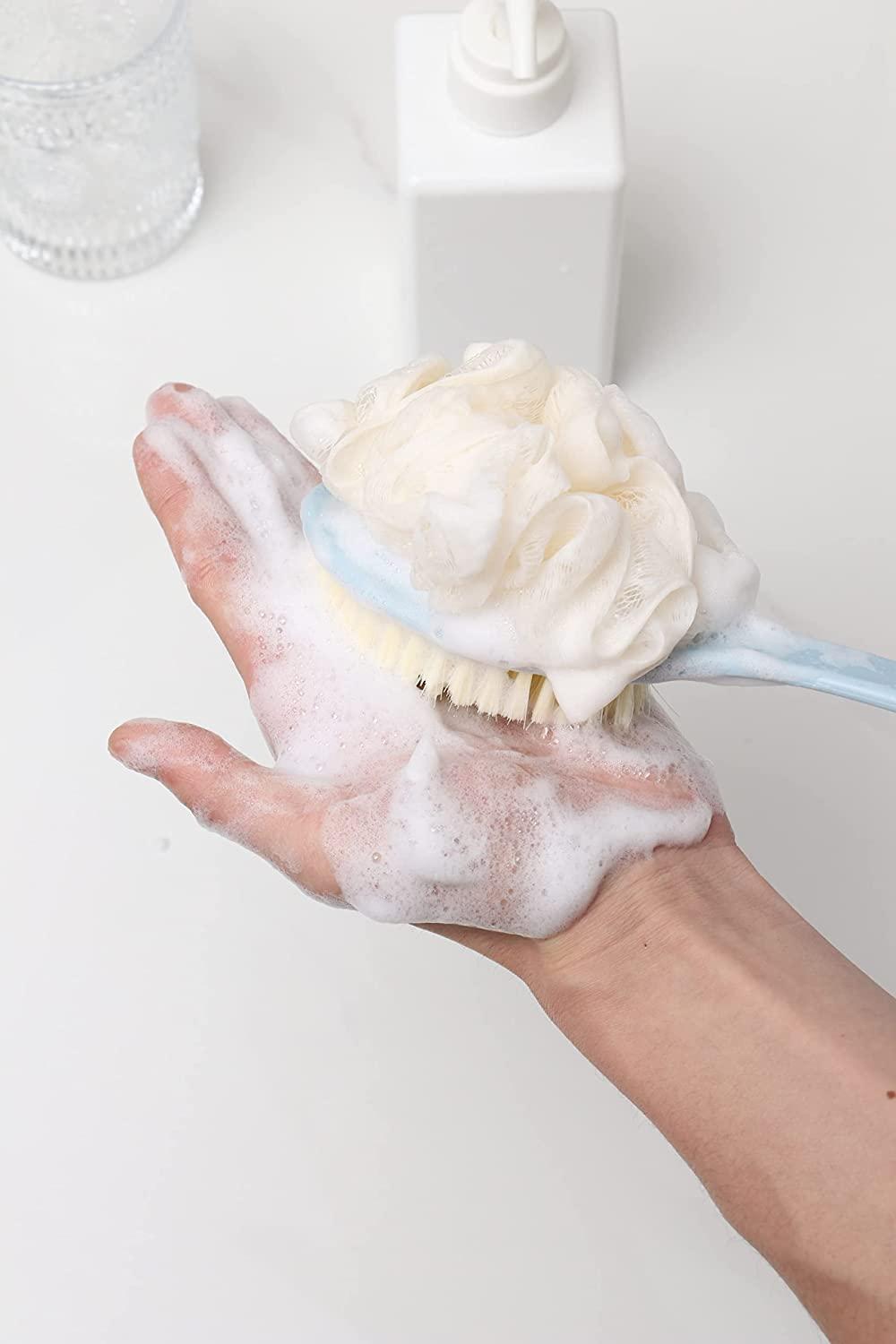 3Pack Back Shower Body Brushes for Wet or Dry Double Side Long Handle