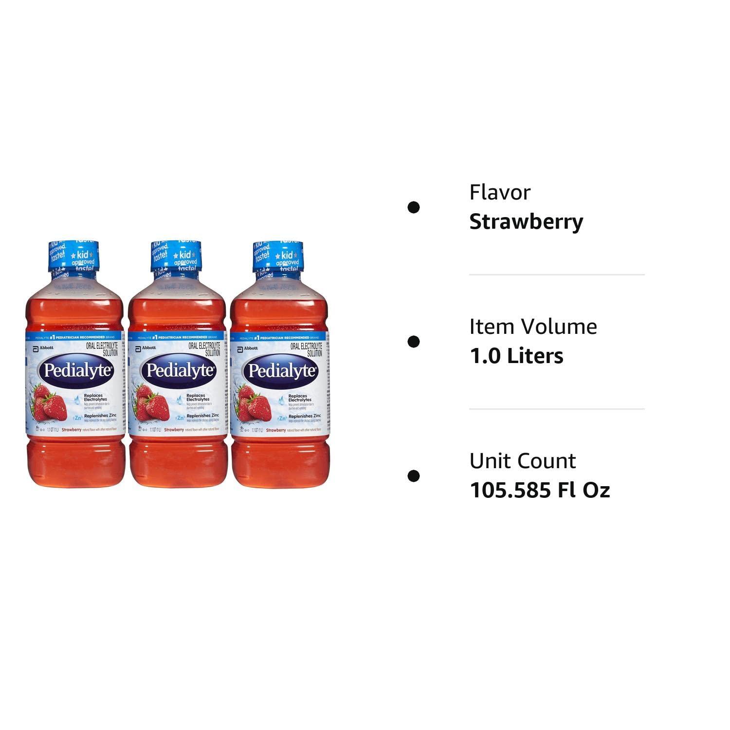 Pedialyte Oral Electrolyte Solution Strawberry 1 lt (Strawberry, 3