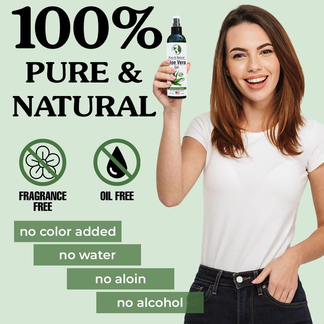 Organic Vera Gel from 100% and Natural Cold Pressed Aloe - Great for Face Hair - Acne - Sunburn - Bug Bites - Rashes - Eczema - 8 oz.