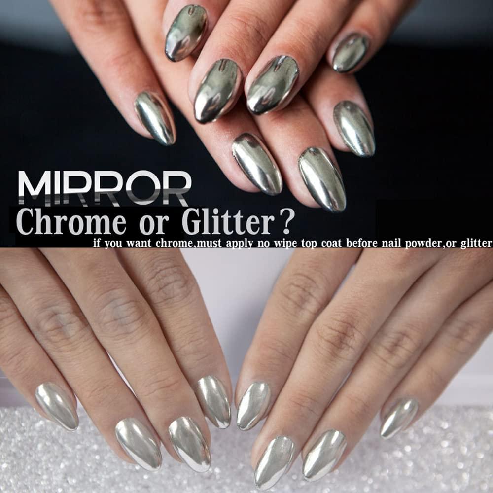PrettyDiva Silver Chrome Nail Powder - Rose Gold/Pink Silver Chrome Nails  Mirror Effect Nail Powders, Highlight Metallic Silver Nails Pigment Chrome  Powder Mani…