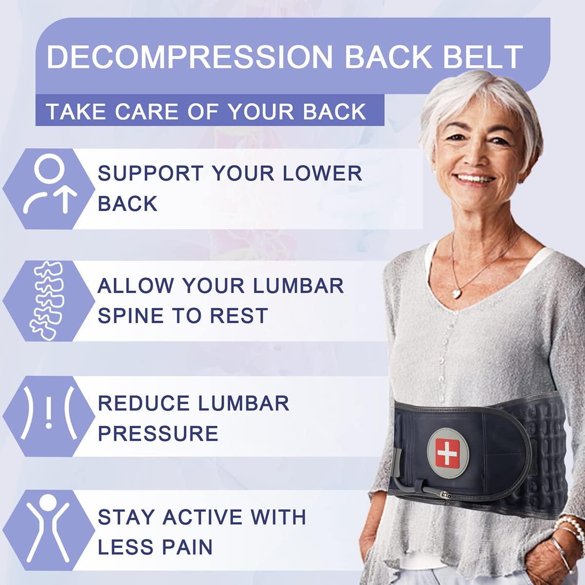 tempsnug Decompression Back Belt Inflatable Lower Back Brace for Low Back  Pain Relief Lumbar Traction Device with Hand Pump, One Size Fits 29-49  Waist Blue