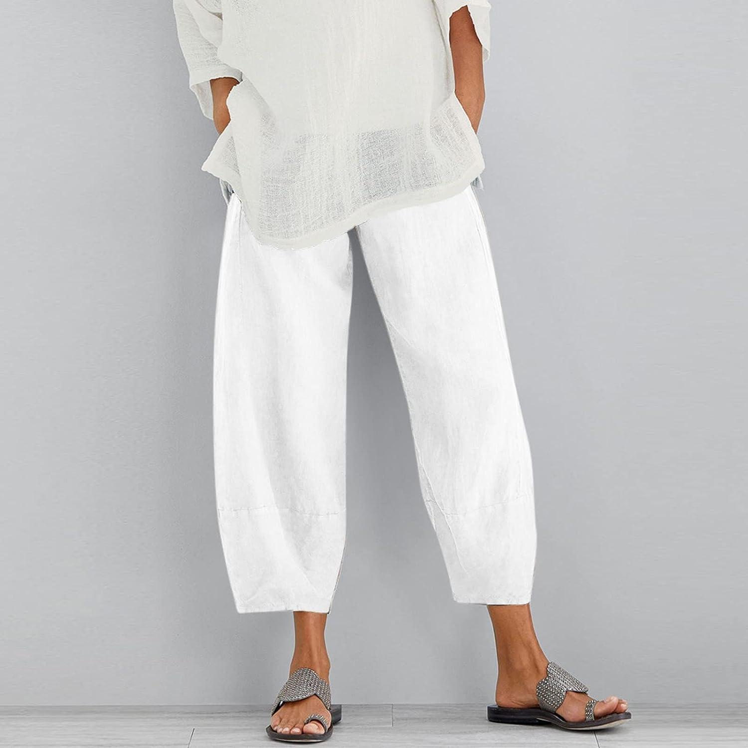 Linen Capri Pants, White Linen Pants, Wide Leg Pants, Summer Linen
