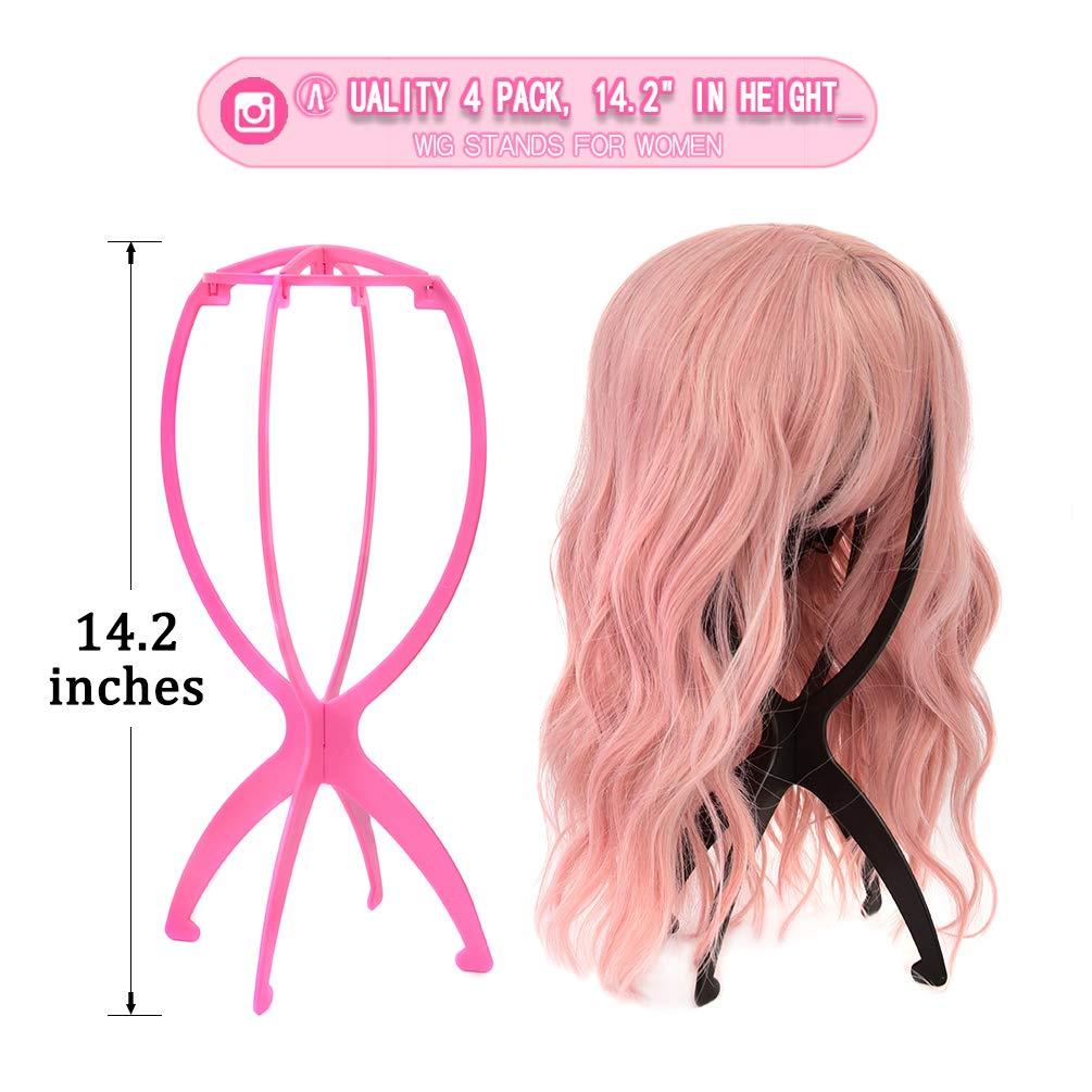 4 Pack Wig Stand Holder Premium 14.2 Black Portable Collapsible Wig Holder  for Multiple Wigs Durable Wig Stands for Women