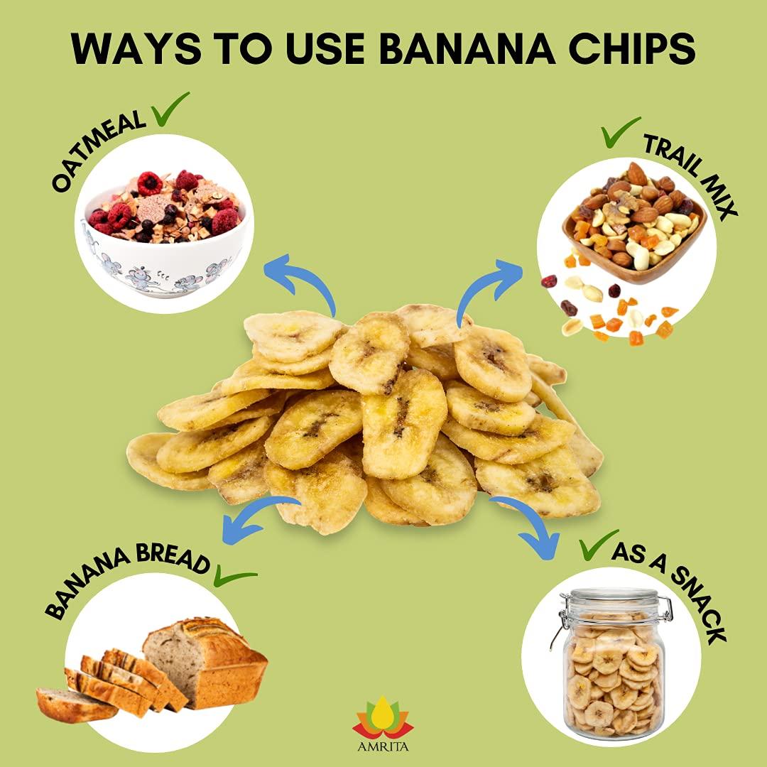 Amrita Banana Chips Unsweetened 8 oz Vegan, NonGMO, GlutenFree