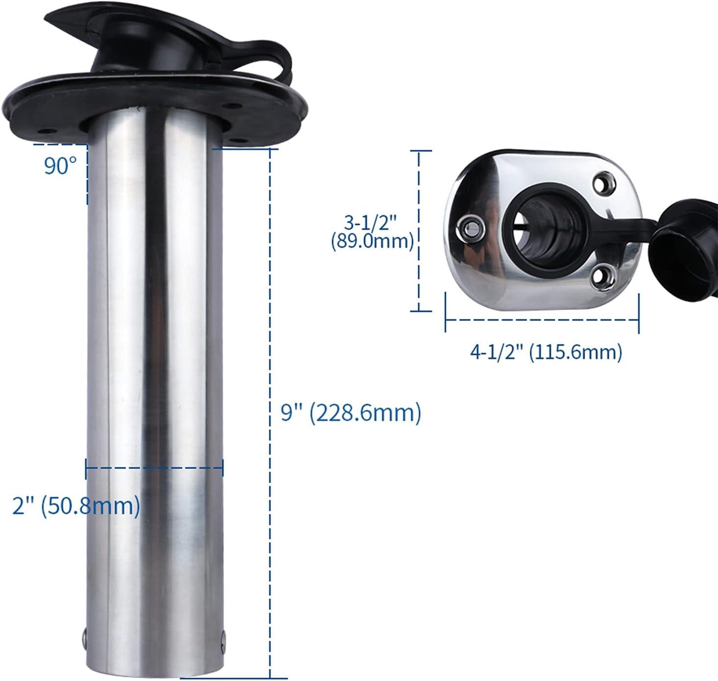 Hoffen 2Pcs Stainless Steel Fishing Rod Holder Flush Mount 15/30