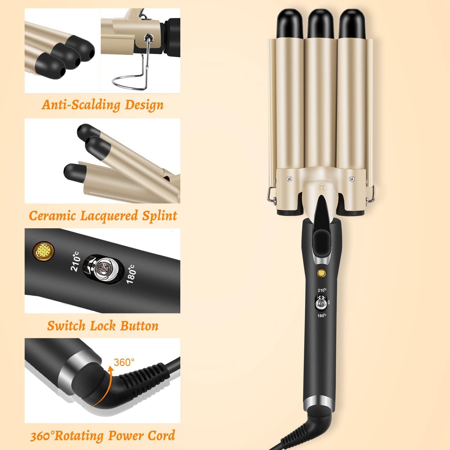 LAYADO 3 Barrel Curling Iron Hair Wave Curler 22mm (0.86 Inch