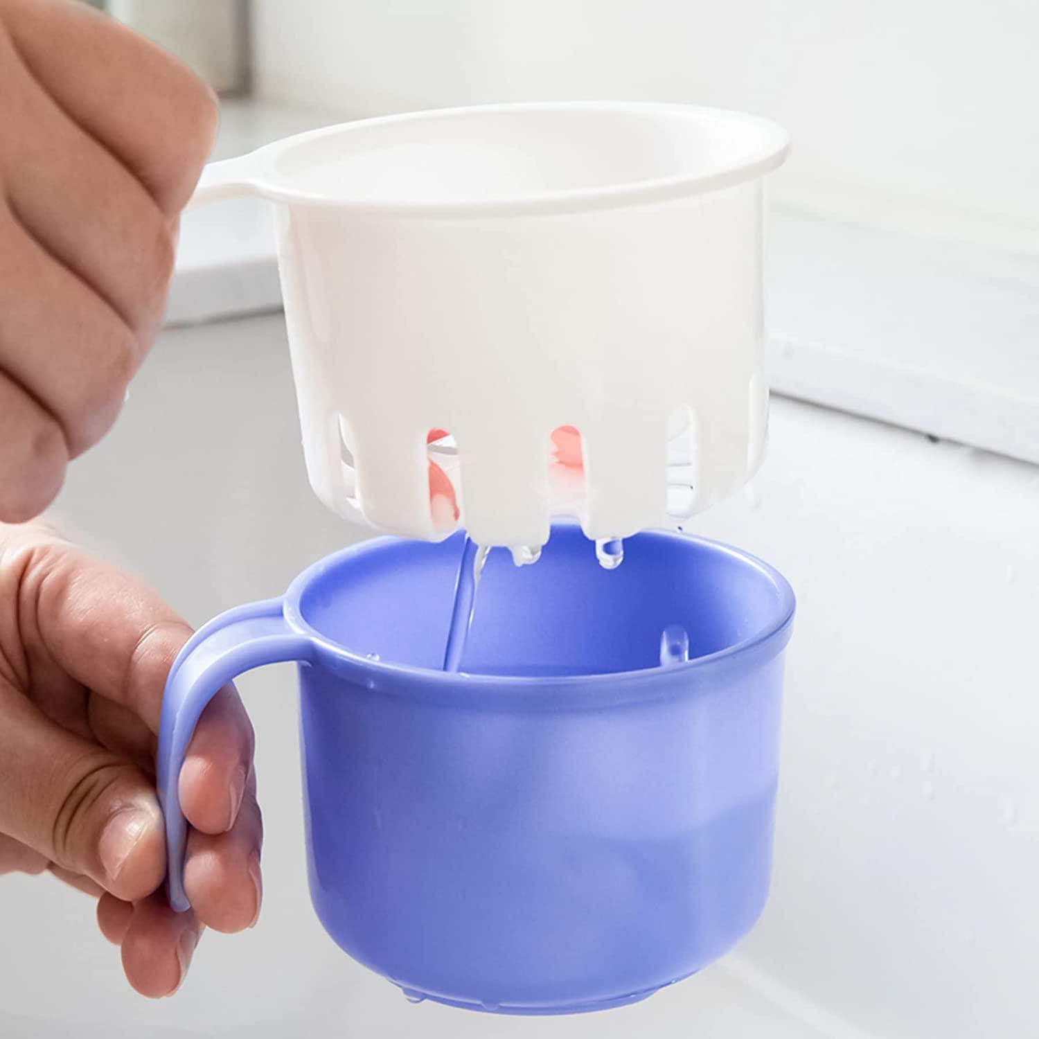 Large Denture Cup, False Teeth Bath Cup with Strainer and Lid for
