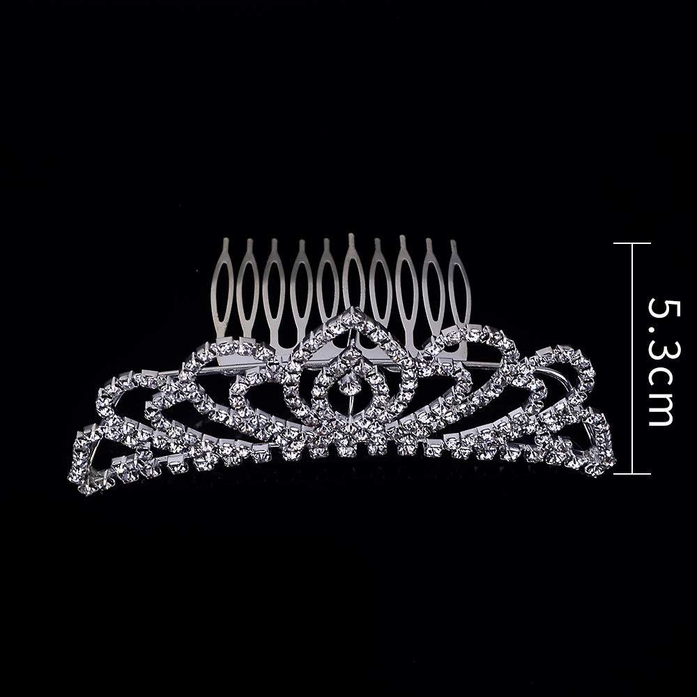 Bseash Mini 4.4 Silver Crystal Tiara Crown Headband Princess Elegant Crown  with combs pin for Women Girls Bridal Wedding Prom Birthday Party