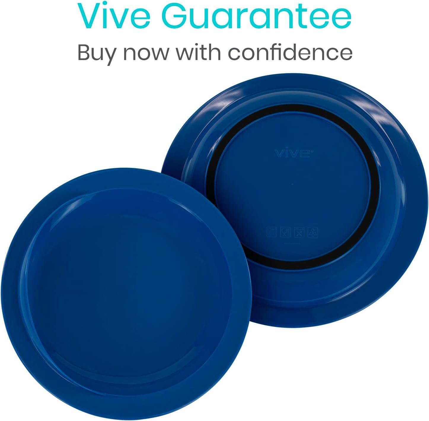 Vive SpillProof Scoop Plate, 9" (2 Pack) Dish with Wall for Disabled