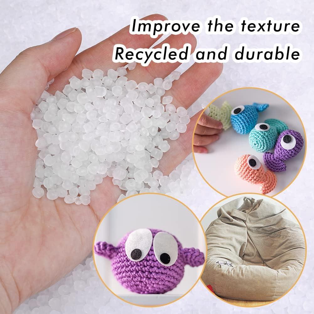  Timgle Poly Stuffing Beads Clear Plastic Weighted Stuffing  Beads Stuffing Bean Bag Filler Beads for Pillow Bean Bags Knitted Dolls  Plush Animal Toys (Clear,2 lb)