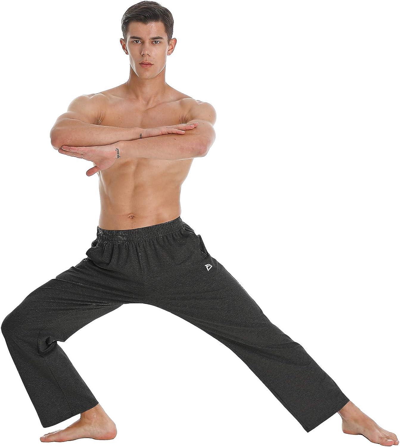 FEDTOSING Men's Yoga Sweatpants Open Bottom Jogger Athletic Loose