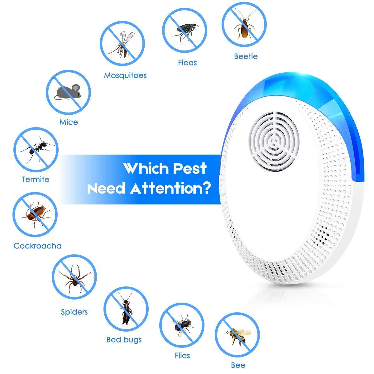 6 Pack Ultrasonic Pest Repeller PlugIn Insect Repellent for Mosquitos, Ants, Roaches, Bugs