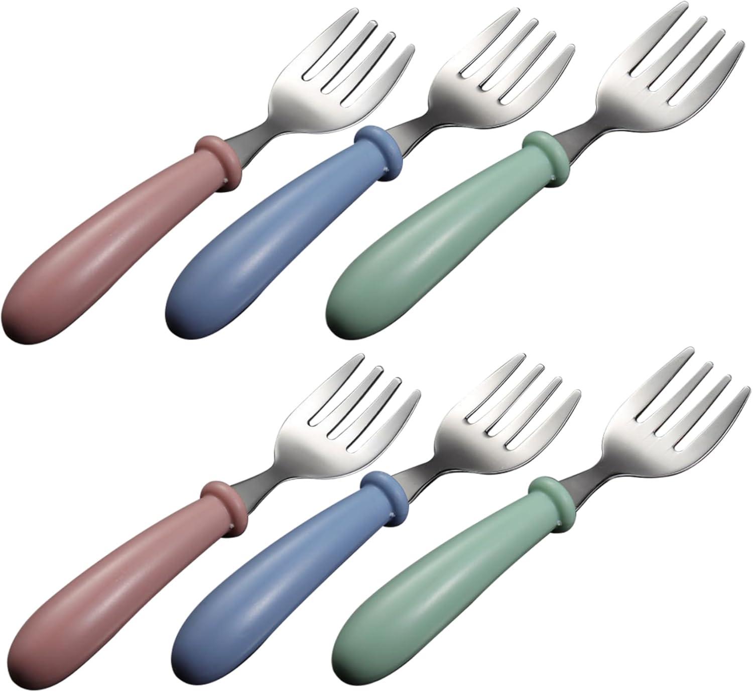 6-Piece Toddler Forks Set - Stainless Steel Baby Utensils For Self Feeding