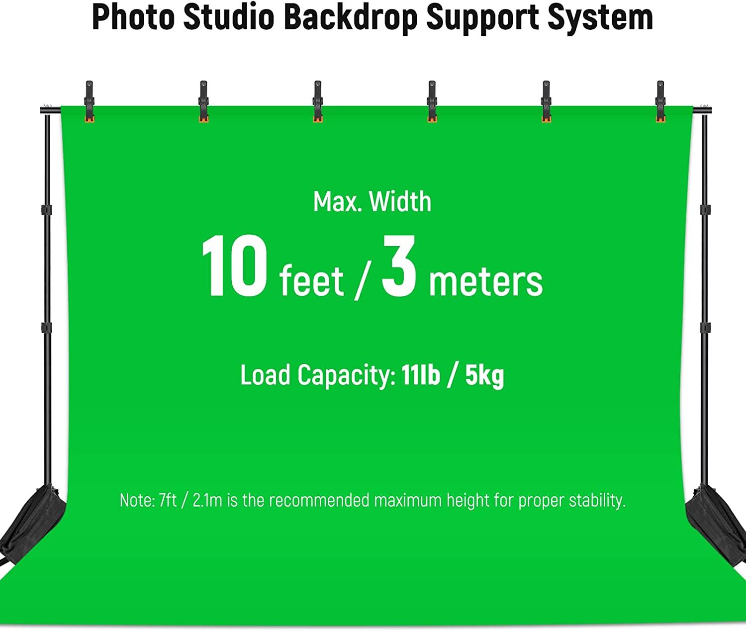 NEEWER Backdrop Stand 10ft X 7ft, Adjustable Photo Studio Backdrop Support System For Wedding Parties Background Portr