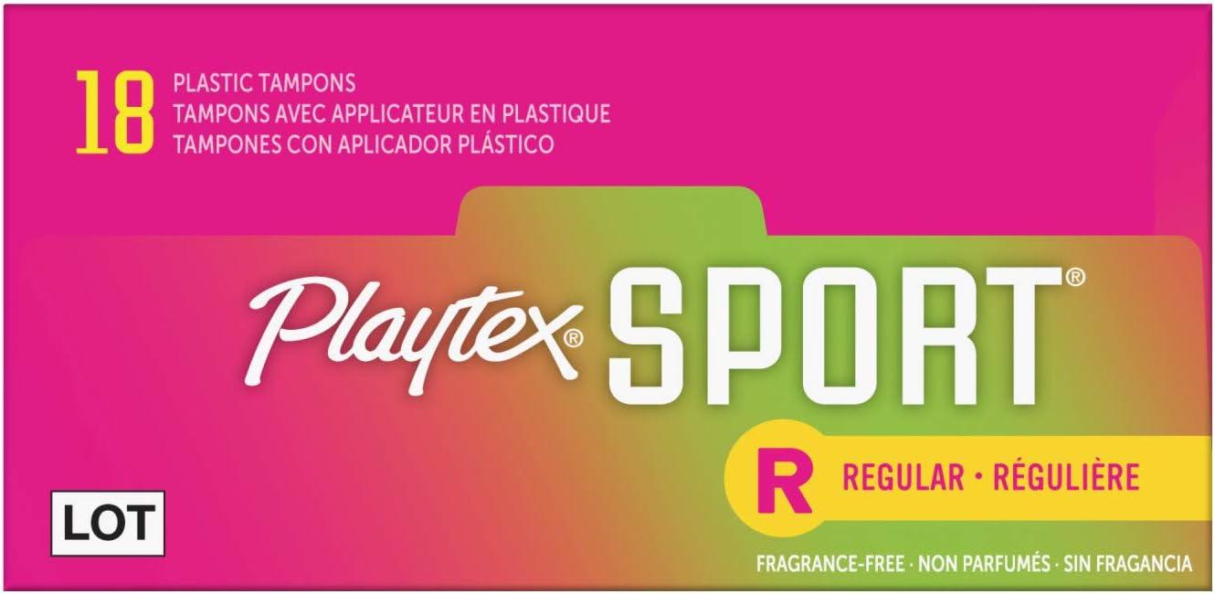 Playtex Sport Tampons, Regular Absorbency, Fragrance-Free - 18ct
