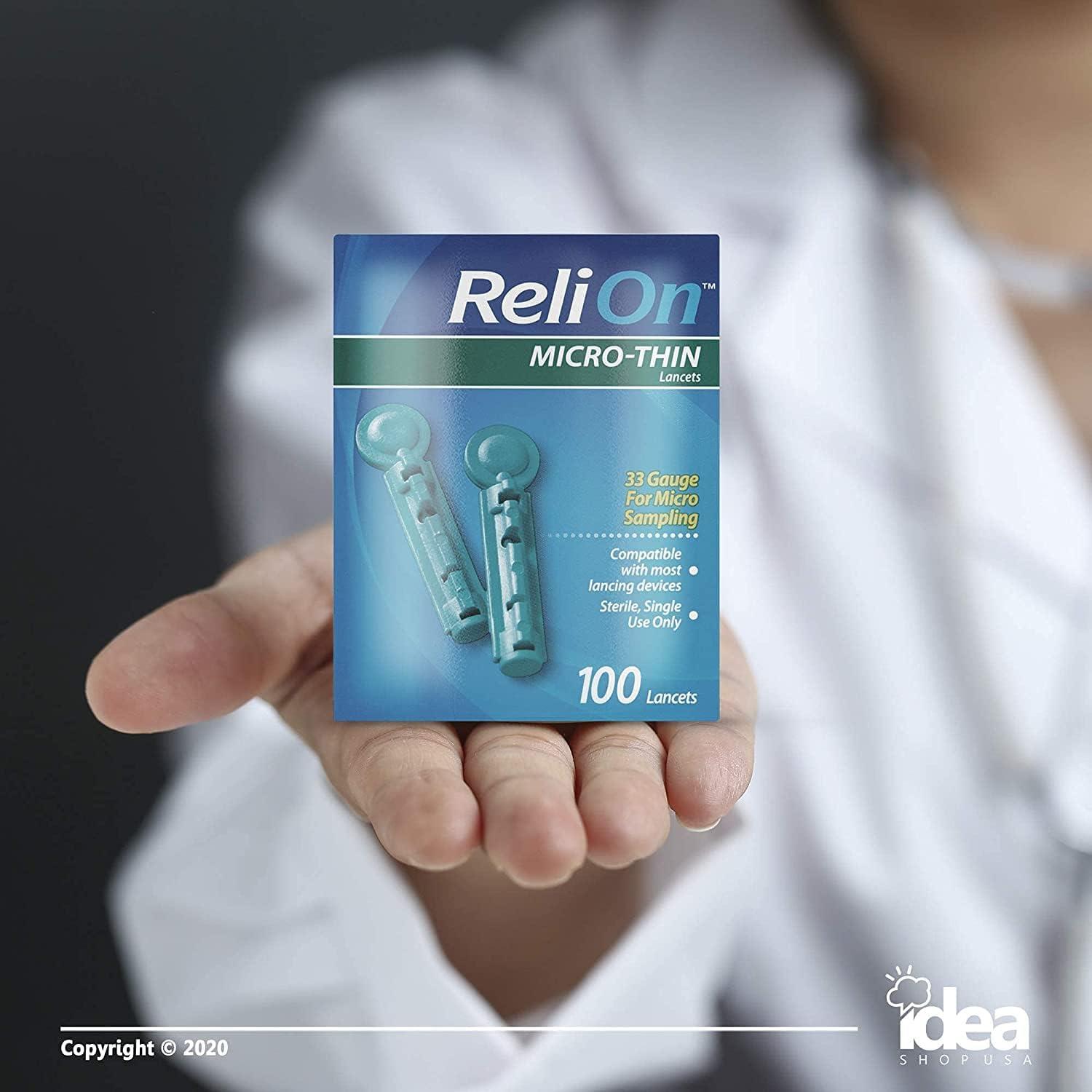 ReliOn MicroThin Lancets 100 Ct 33 Gauge for Micro Sampling Bundle