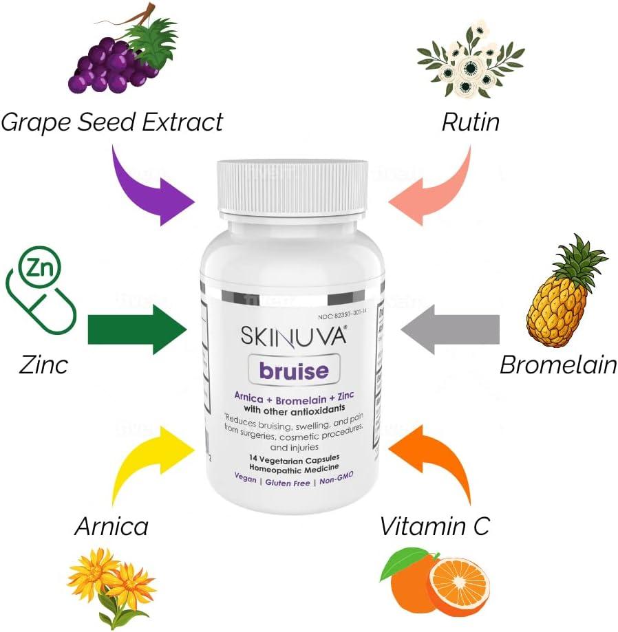 Skinuva Bruise Arnica + Bromelain + Zinc Supplement for Bruising and