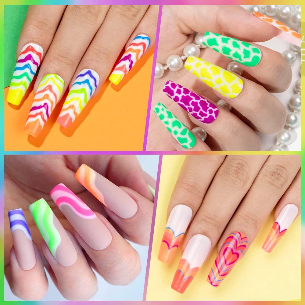neon nails, summer nail art - SoNailicious
