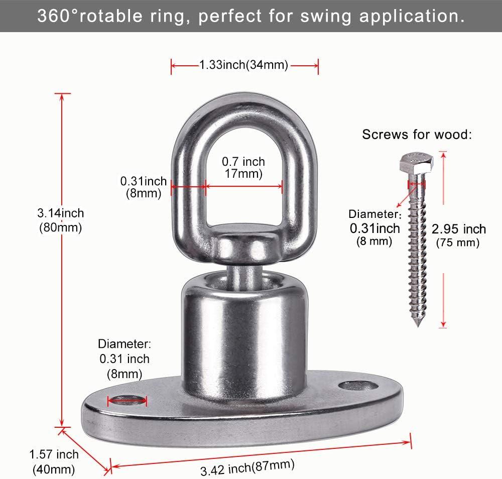 SELEWARE Silent Ball Bearing Swing Hangers, Heavy Duty 360 Rotate Swing  Swivel Hook for Wooden Playground Yoga Hammock Chair Rope Punching Bag  Porch Tire Web Swing Sets, 1200 Capacity