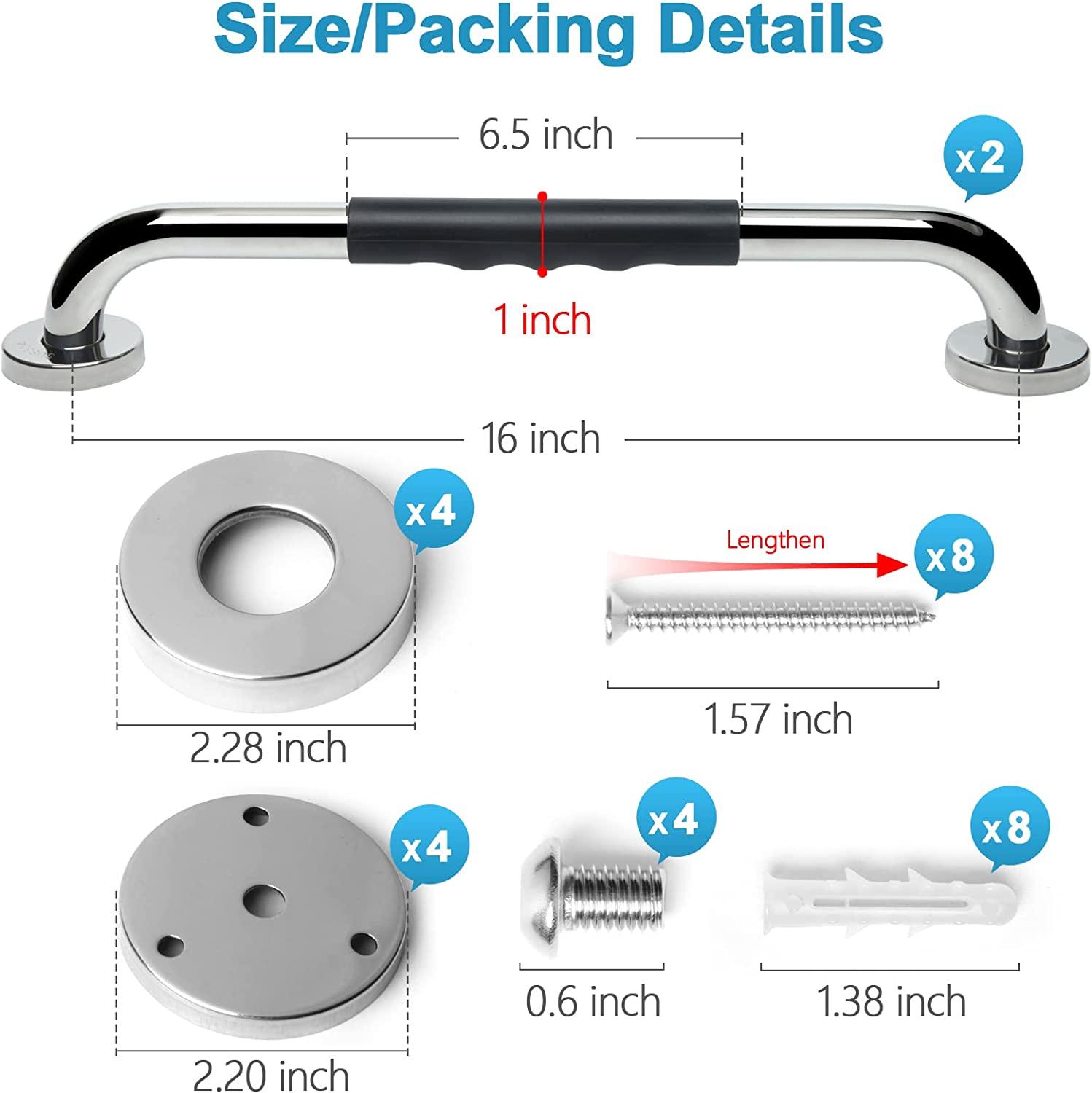 Safety Grab Bars for Bathroom 2 Pack 16 Inch AntiSlip Grab Bars for