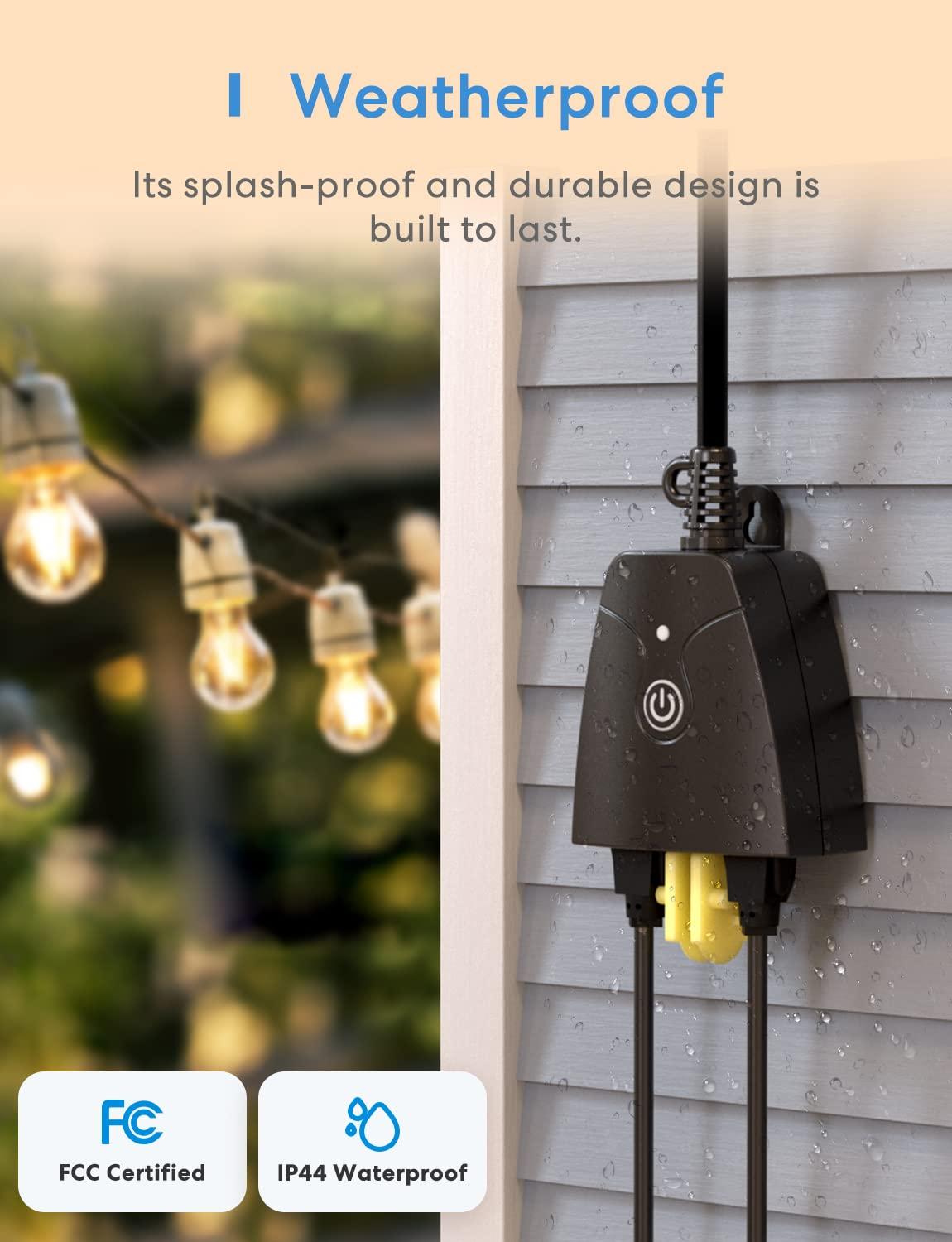 meross Outdoor Smart Plug, Waterproof WiFi Outdoor Outlet Work with Apple  HomeKit,  Alexa, SmartThings,2.4Ghz Outdoor Plug with Voice & Remote