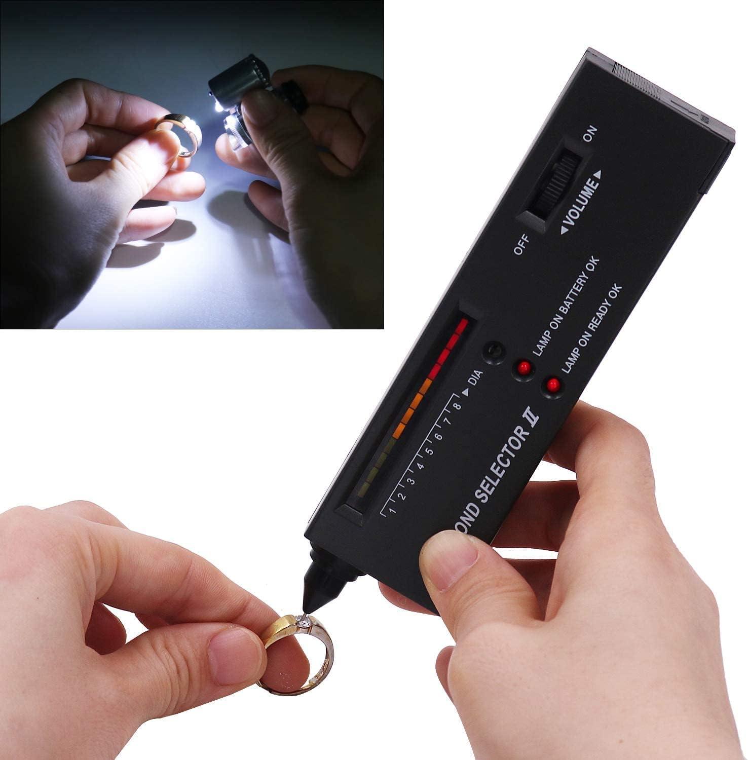  Diamond Tester Pen60X Mini LED Magnifying,High Accuracy  Jewelry Diamond Tester Tool,Environmental Protection 9V  Battery,Professional Diamond Selector For Novice&Expert,Thermal  Conductivity Meter