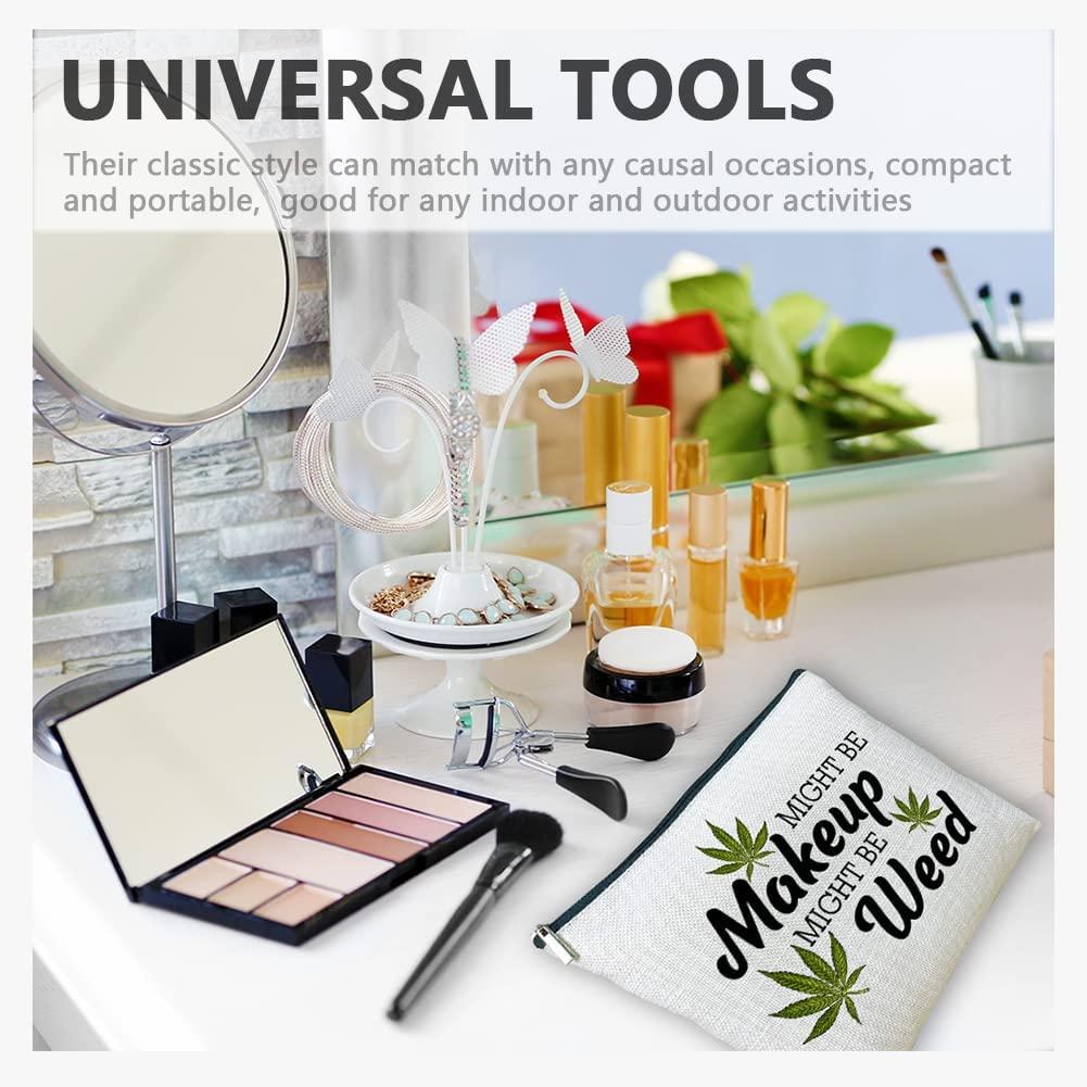 2 Pcs Makeup Cosmetic Marijuana Bag For Women Might Be Makeup Might Be Weed Zip Travel Bag Humor Weed Leaves Makeup Pack Gifts For Friends Sisters Colleagues Lovers Employees Bosses