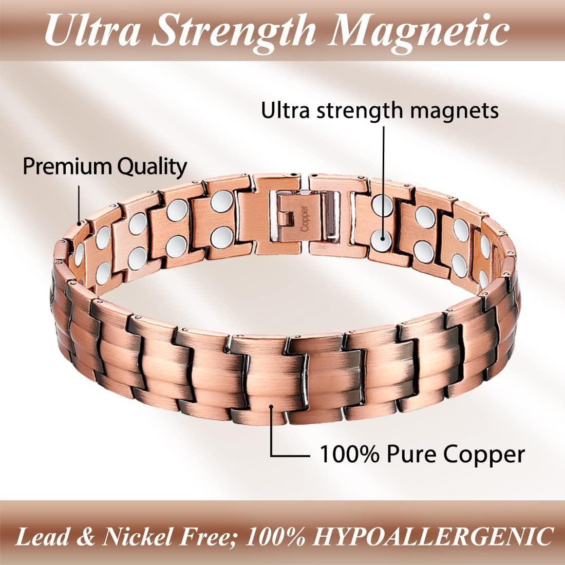 Vicmag Copper Bracelet for MenUltra Strength Double Row 99.99